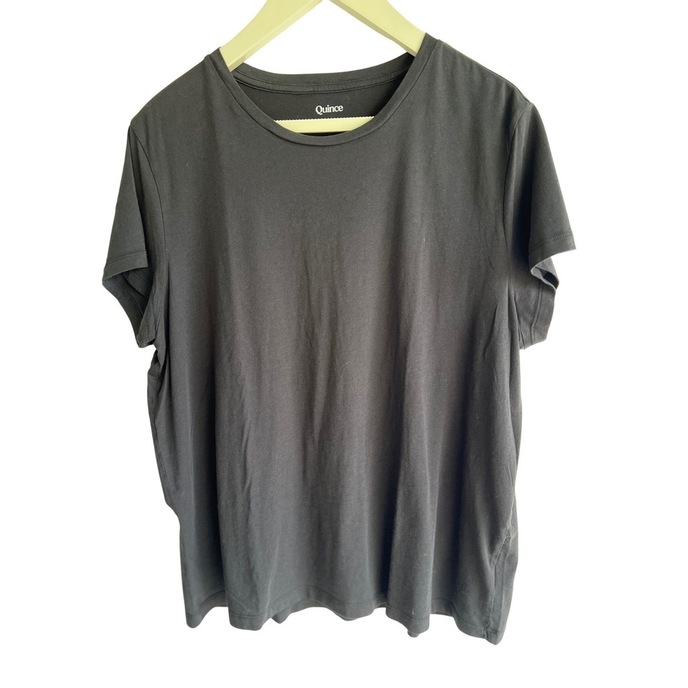 Quince Womens Black Short Sleeve Crewneck T-Shirt Size XL Relaxed Fit Tee